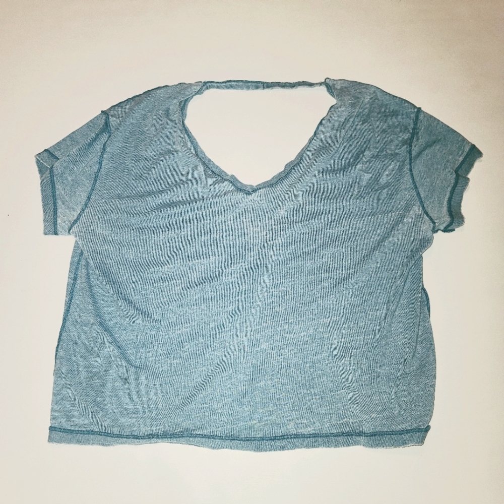 We the free exposed seams open back tee